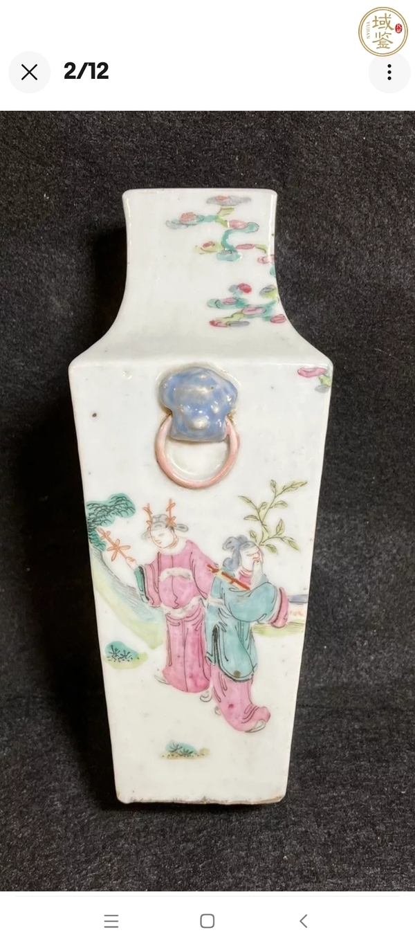 古玩陶瓷粉彩人物故事紋四方瓶真品鑒賞圖