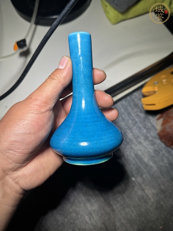 古玩孔雀藍釉荸薺瓶真品鑒賞圖