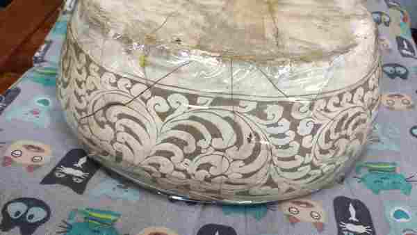 古玩陶瓷磁州窯刻花瓷枕標本真品鑒賞圖