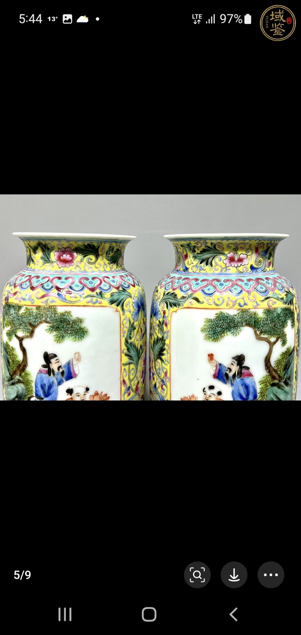 古玩陶瓷粉彩人物故事紋燈籠瓶真品鑒賞圖