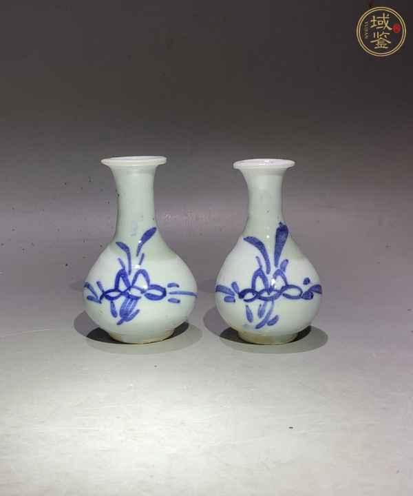 古玩青花花卉紋玉壺春瓶真品鑒賞圖