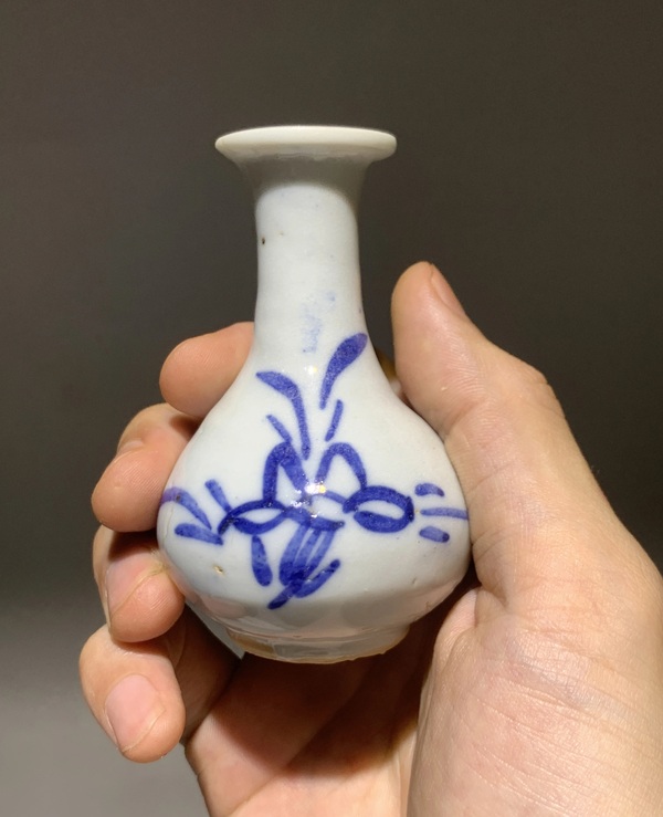 古玩陶瓷青花花卉紋玉壺春瓶一對拍賣，當前價格870元