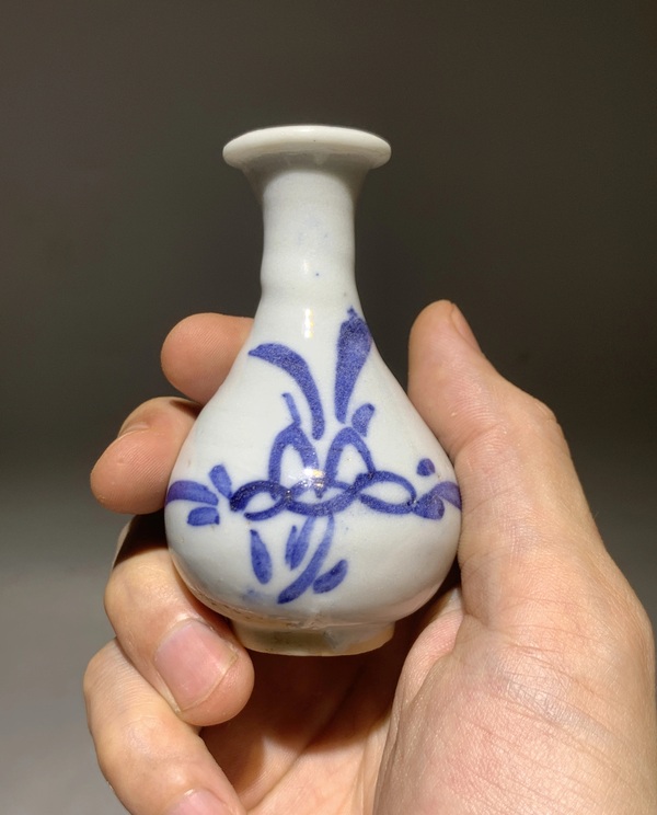 古玩陶瓷青花花卉紋玉壺春瓶一對拍賣，當前價格870元