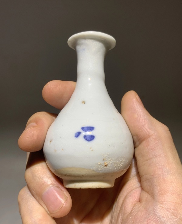 古玩陶瓷青花花卉紋玉壺春瓶一對拍賣，當前價格870元