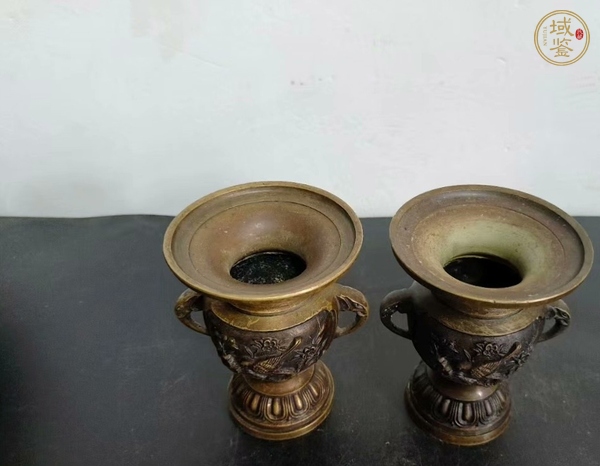 古玩陶瓷黃銅花觚真品鑒賞圖
