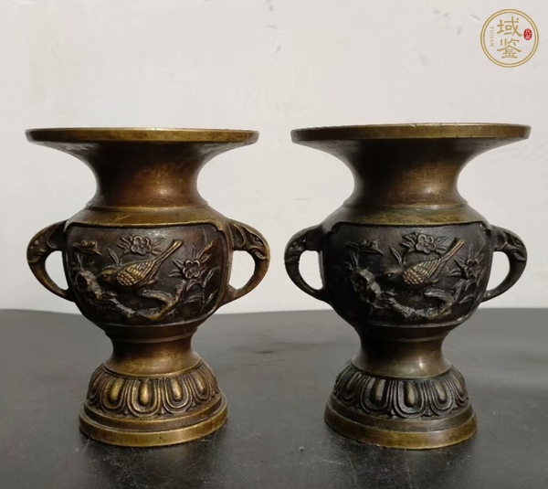 古玩陶瓷黃銅花觚真品鑒賞圖