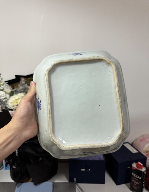 古玩陶瓷清乾隆青花山水人物紋盤拍賣，當前價格1588元