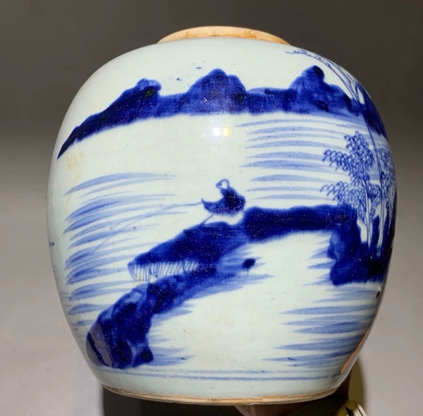 古玩陶瓷青花山水紋罐拍賣(mài)，當(dāng)前價(jià)格1000元