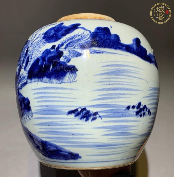 古玩陶瓷青花山水紋罐真品鑒賞圖