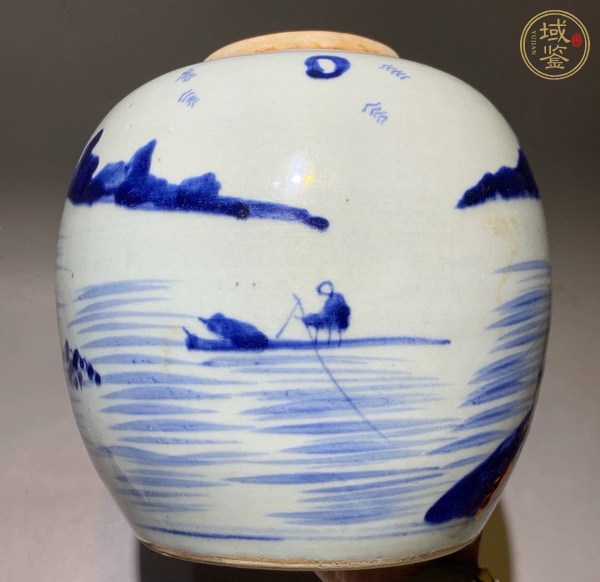 古玩陶瓷青花山水紋罐真品鑒賞圖