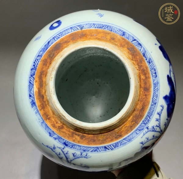 古玩陶瓷青花山水紋罐真品鑒賞圖