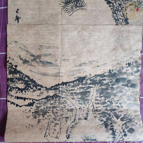 古玩字畫朱耷款松鹿圖真品鑒賞圖