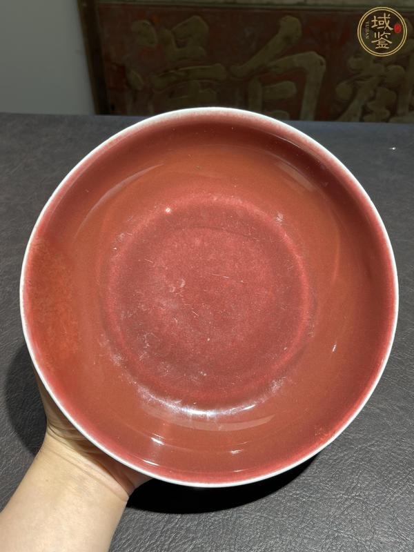 古玩陶瓷清乾隆 祭紅釉盤真品鑒賞圖