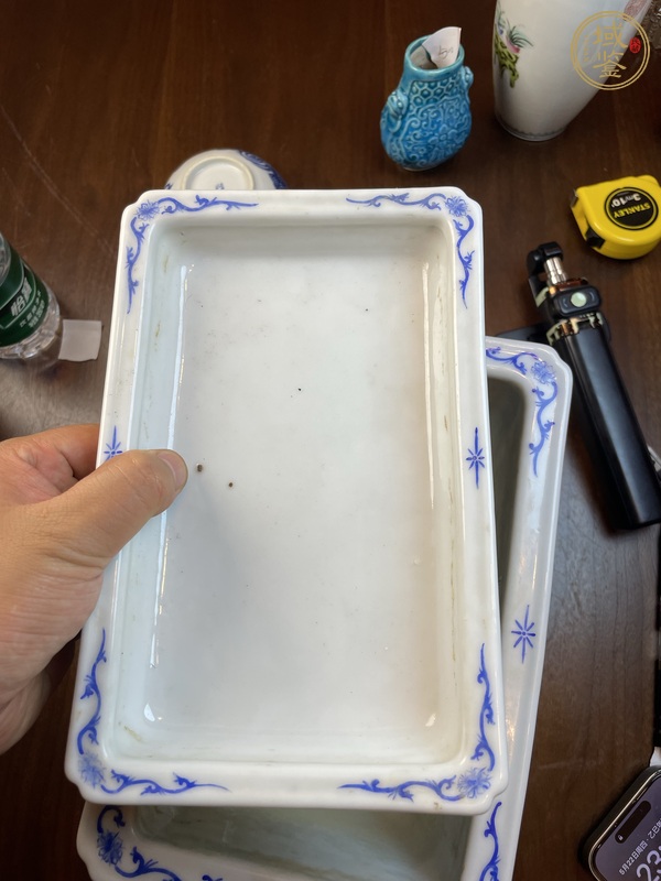 古玩陶瓷粉彩山水花鳥(niǎo)四方花盆真品鑒賞圖