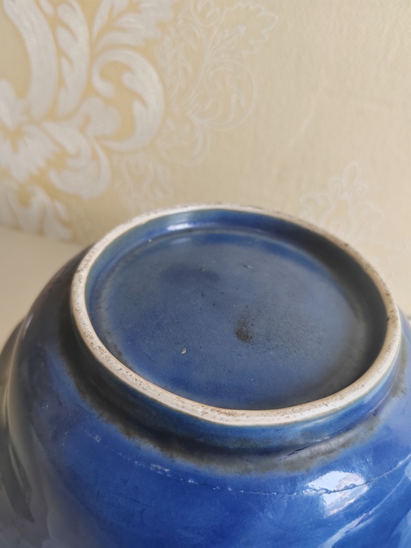 古玩陶瓷乾隆·鵲橋相會(huì)·藍(lán)上藍(lán)花口碗拍賣(mài)，當(dāng)前價(jià)格3600元