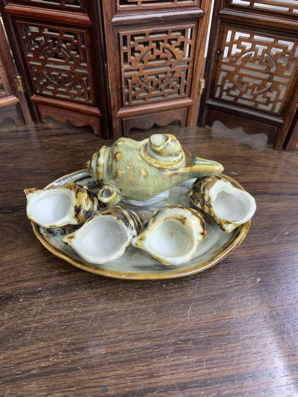 古玩轉(zhuǎn)賣【舊時光系列】仿生螺茶具一套拍賣，當(dāng)前價格680元