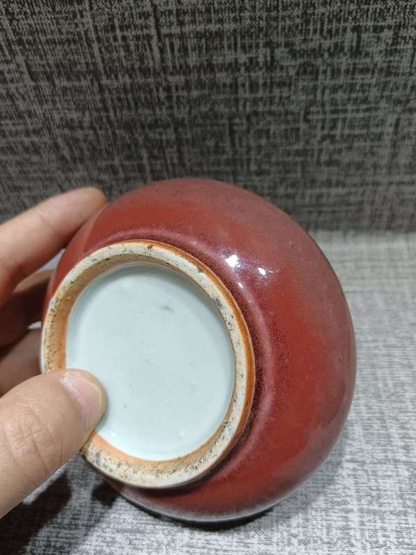 古玩陶瓷清乾隆紅釉水盂拍賣，當前價格15000元