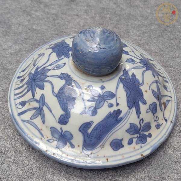 古玩陶瓷花鳥紋青花蓋子真品鑒賞圖