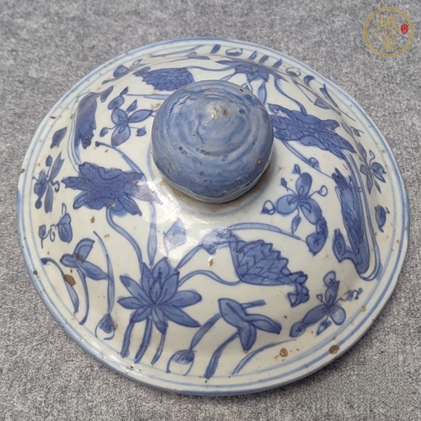 古玩陶瓷花鳥紋青花蓋子真品鑒賞圖