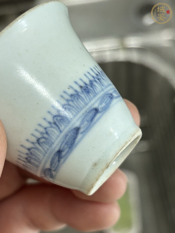 古玩陶瓷青花仰蓮紋紋杯真品鑒賞圖