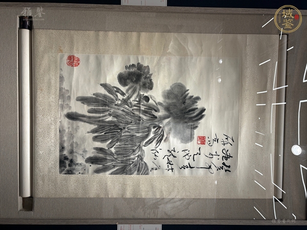 古玩字畫(huà)現(xiàn)代仿錢(qián)瘦鐵水墨牡丹真品鑒賞圖