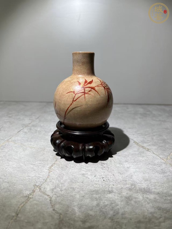 古玩陶瓷日本明治京燒哥釉瓶真品鑒賞圖
