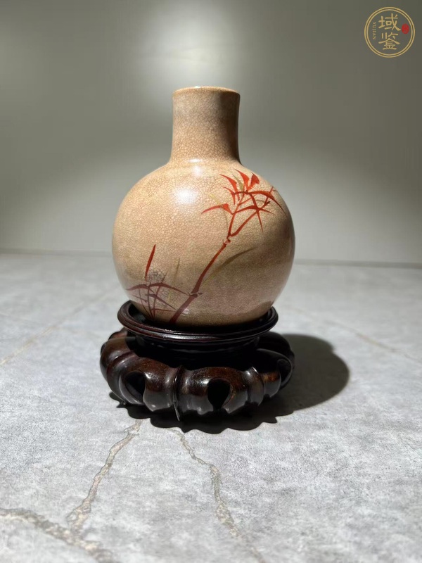 古玩陶瓷日本明治京燒哥釉瓶真品鑒賞圖