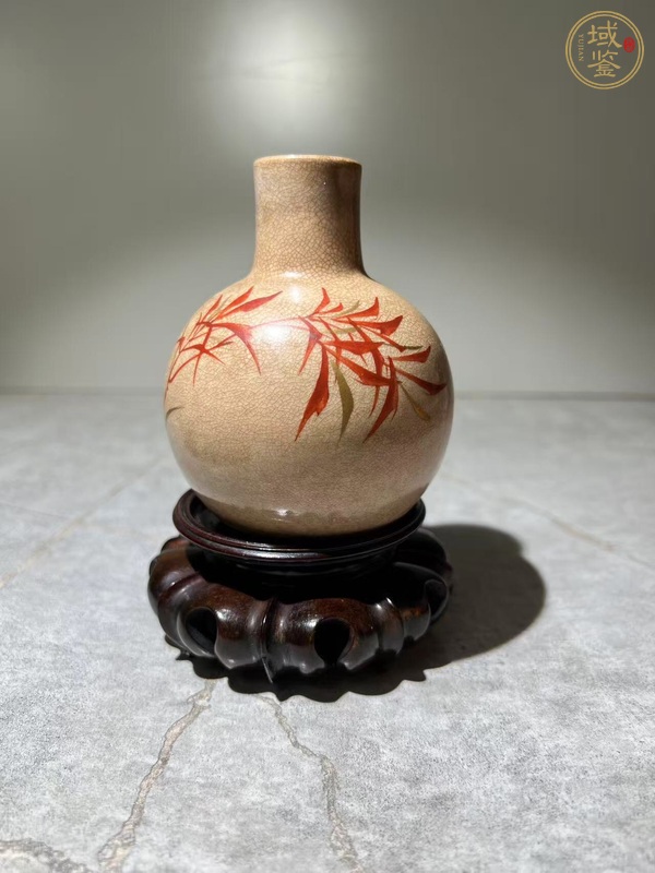古玩陶瓷日本明治京燒哥釉瓶真品鑒賞圖