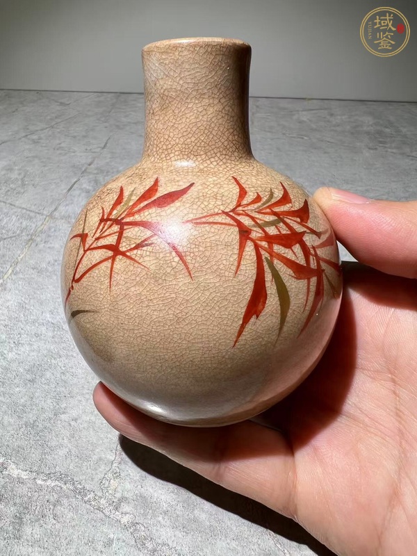 古玩陶瓷日本明治京燒哥釉瓶真品鑒賞圖