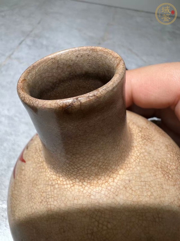 古玩陶瓷日本明治京燒哥釉瓶真品鑒賞圖