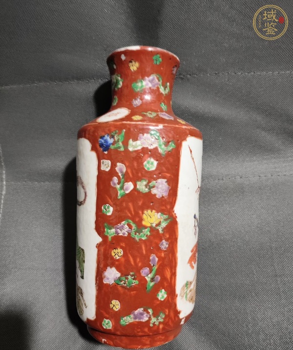 古玩陶瓷彩繪人物紋撇口瓶真品鑒賞圖