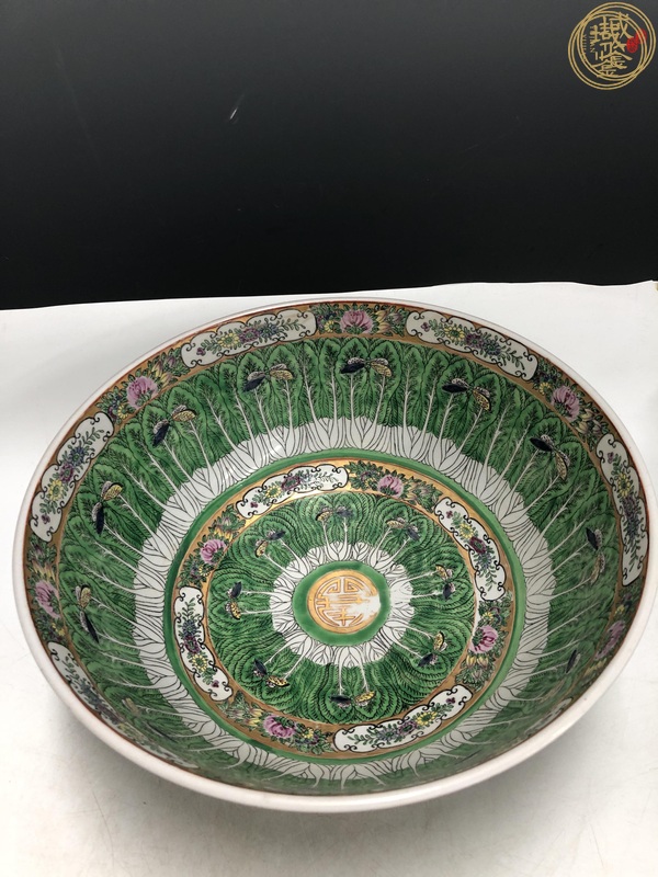 古玩陶瓷廣彩百財蝴蝶紋潘趣碗真品鑒賞圖