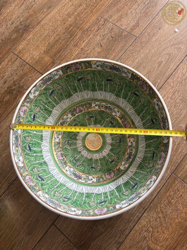 古玩陶瓷廣彩百財蝴蝶紋潘趣碗真品鑒賞圖