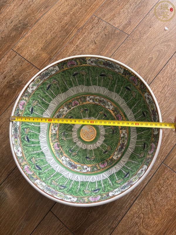 古玩陶瓷廣彩百財蝴蝶紋潘趣碗拍賣，當前價格2888元