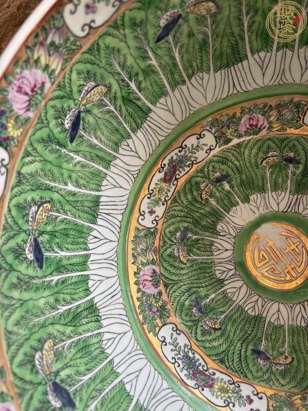古玩陶瓷廣彩百財蝴蝶紋潘趣碗真品鑒賞圖