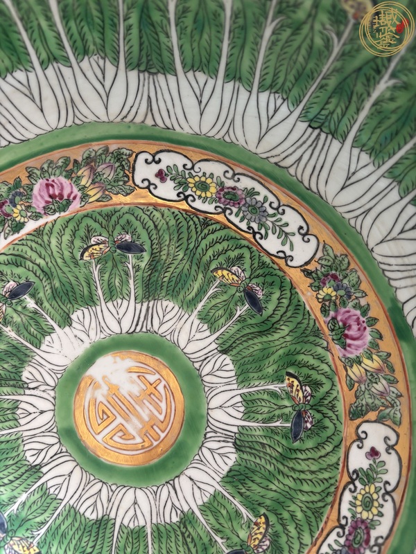古玩陶瓷廣彩百財蝴蝶紋潘趣碗真品鑒賞圖