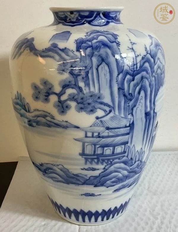 古玩陶瓷山水紋青花瓶真品鑒賞圖