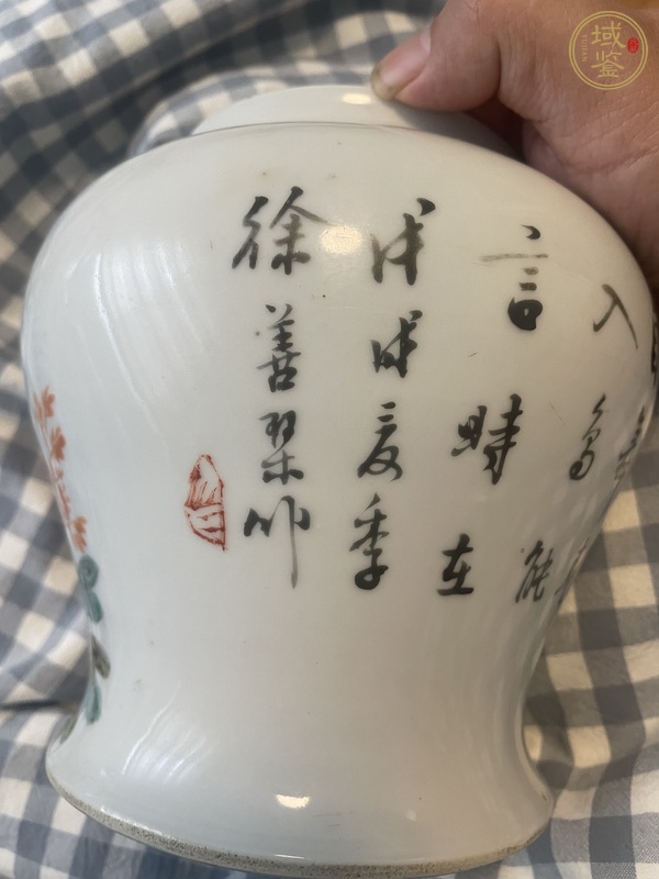 古玩陶瓷徐善琴款花鳥紋將軍罐真品鑒賞圖