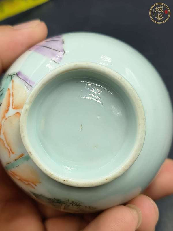 古玩陶瓷粉彩仕女人物詩文杯真品鑒賞圖