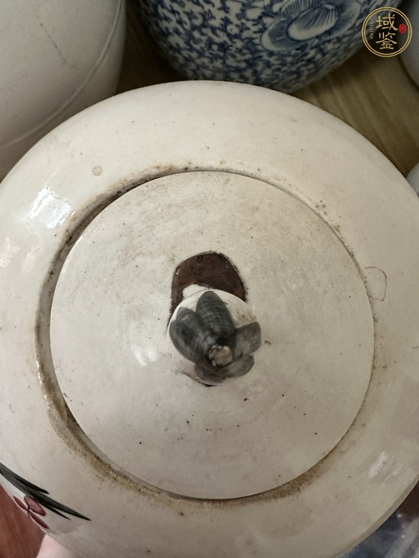 古玩陶瓷粉彩喜鵲登梅冬瓜罐真品鑒賞圖