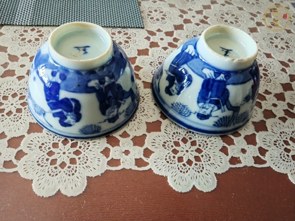 古玩陶瓷青花福祿壽三星人物紋杯真品鑒賞圖