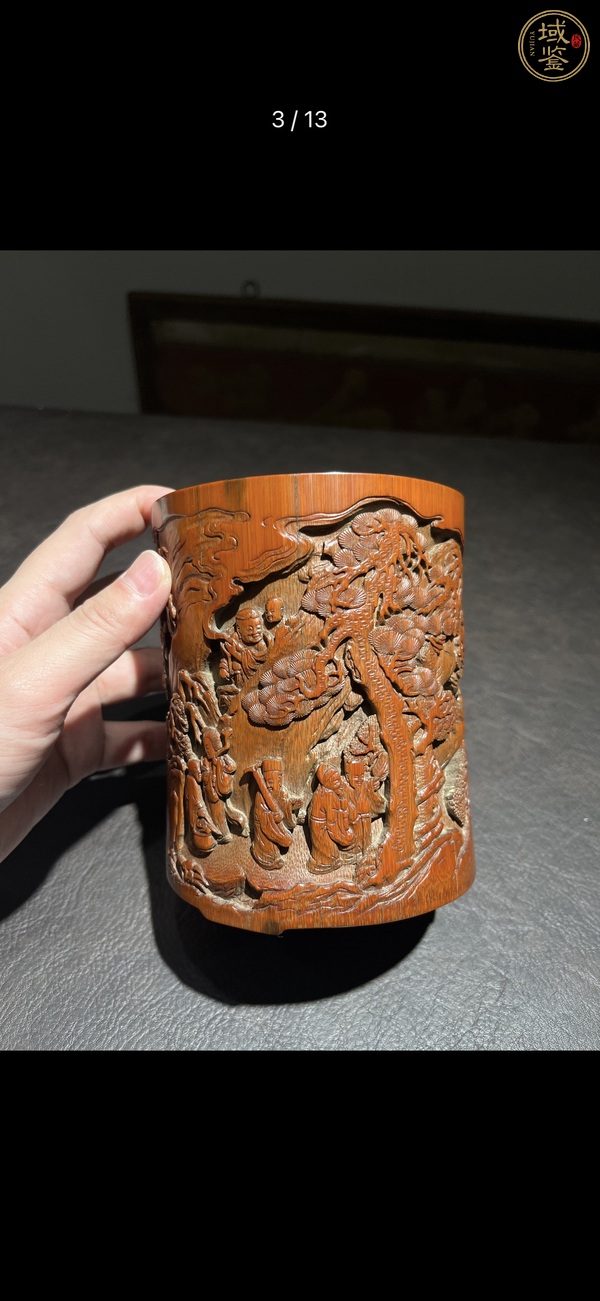 古玩雜項竹刻筆筒真品鑒賞圖