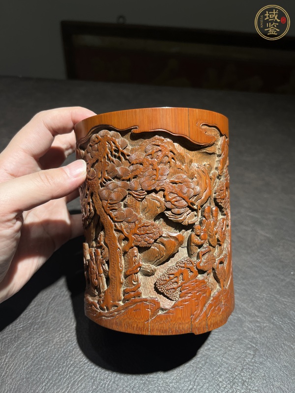 古玩雜項竹刻筆筒真品鑒賞圖
