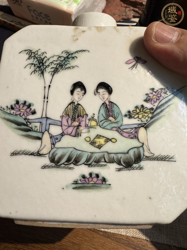 古玩陶瓷粉彩仕女人物茶葉罐真品鑒賞圖