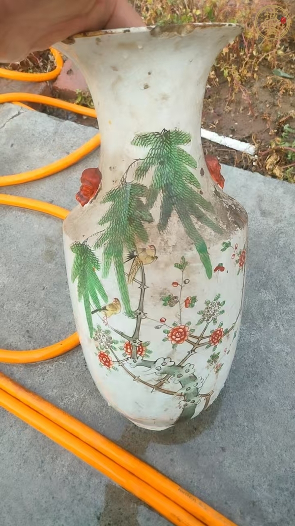古玩陶瓷新粉彩柳鶯瓶真品鑒賞圖
