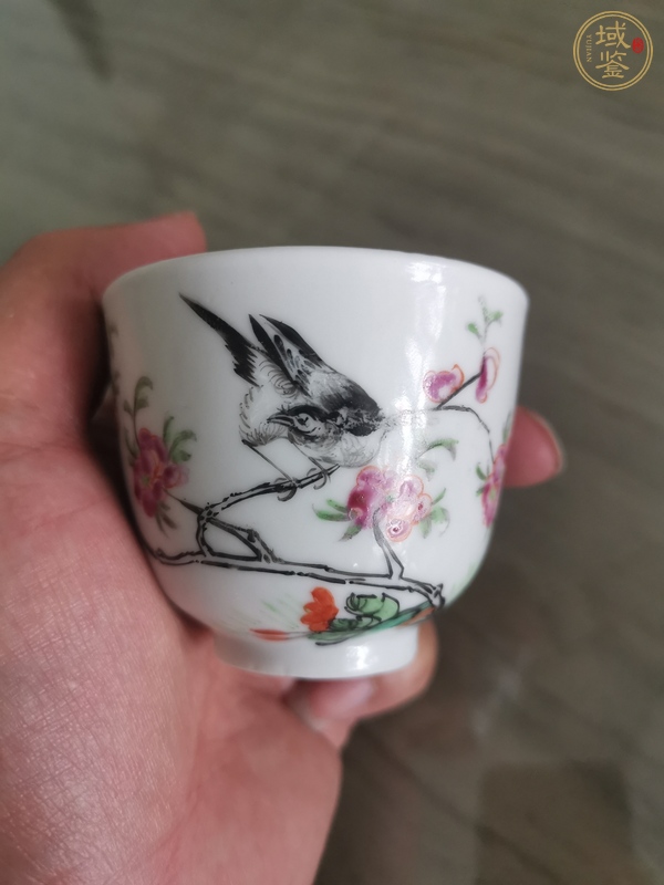 古玩陶瓷粉彩花鳥紋杯真品鑒賞圖