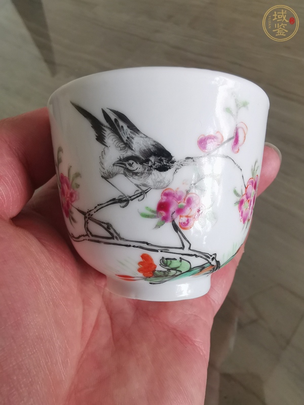 古玩陶瓷粉彩花鳥紋杯真品鑒賞圖