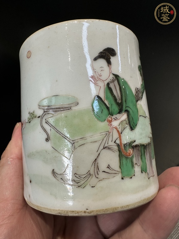 古玩陶瓷粉彩筆筒真品鑒賞圖