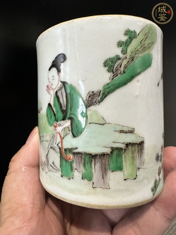 古玩陶瓷粉彩筆筒真品鑒賞圖