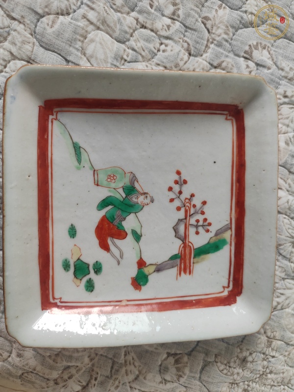 古玩陶瓷五彩人物紋方盤(pán)真品鑒賞圖